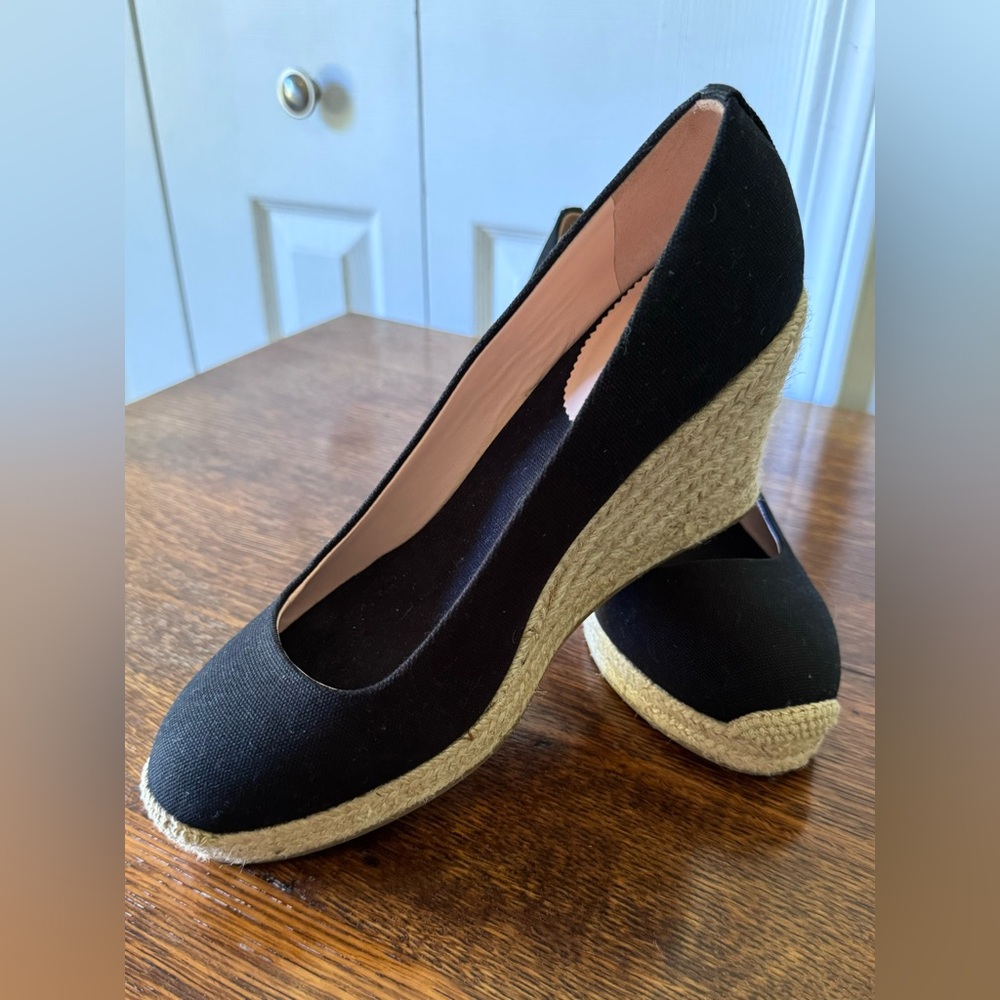 J. Crew Black Espadrille Wedges